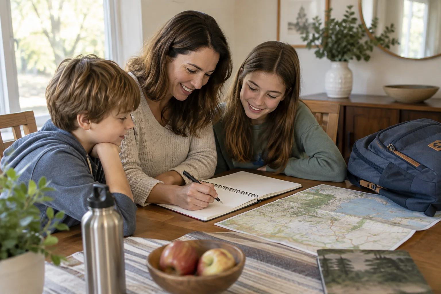 Family planning an outing together at home